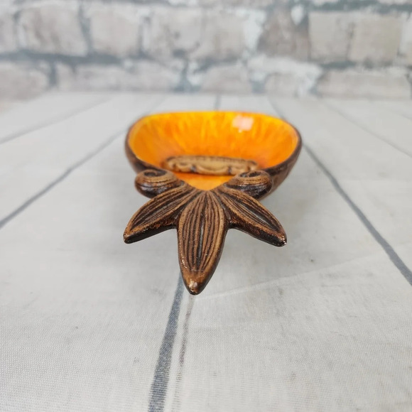 Vintage.60s Treasure Craft Pineapple Dish  Queen Mary Orange - Picture 8 of 9